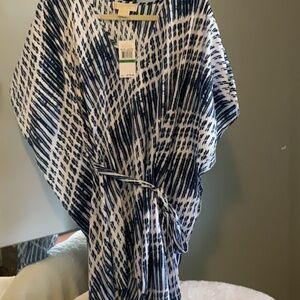 Michael Kors Tunic Top Blouse Sheer Kaftan Swim Cover Up L/ XL